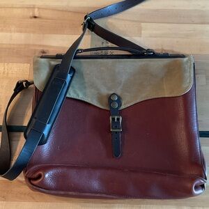 Filson Brown and Tan Leather Briefcase